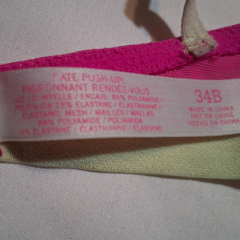 Victoria’s Secret PINK Lace Push-Up Bra - Hot Pink /  Fuchsia - 34B - Picture 3 of 8